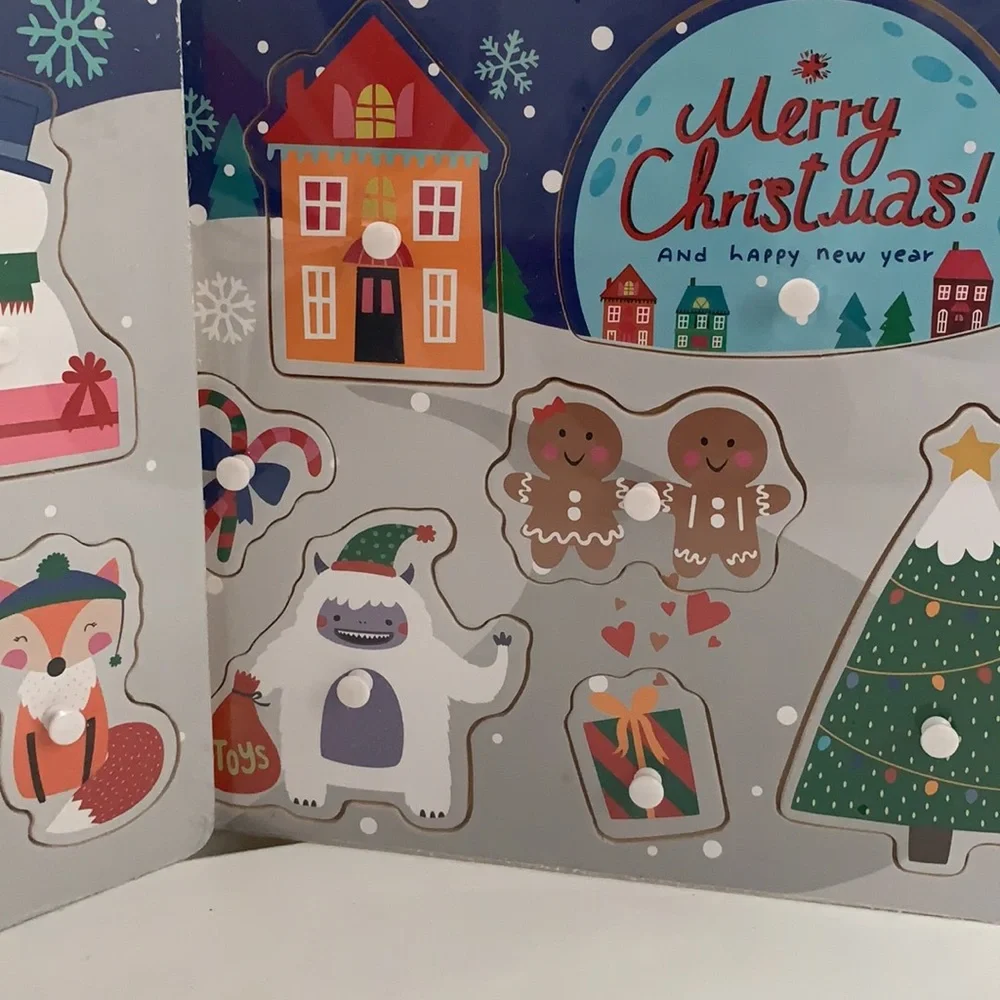 COPY - Christmas Target Bullseye Snowman Wood 9 Pieces Puzzle.